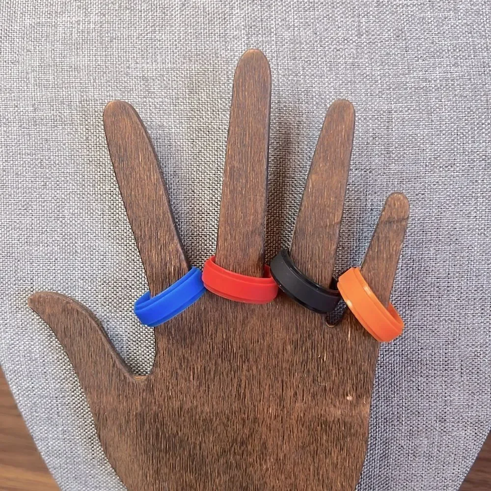 4-Piece Men's Silicone Band Ring Set ~ Size 12